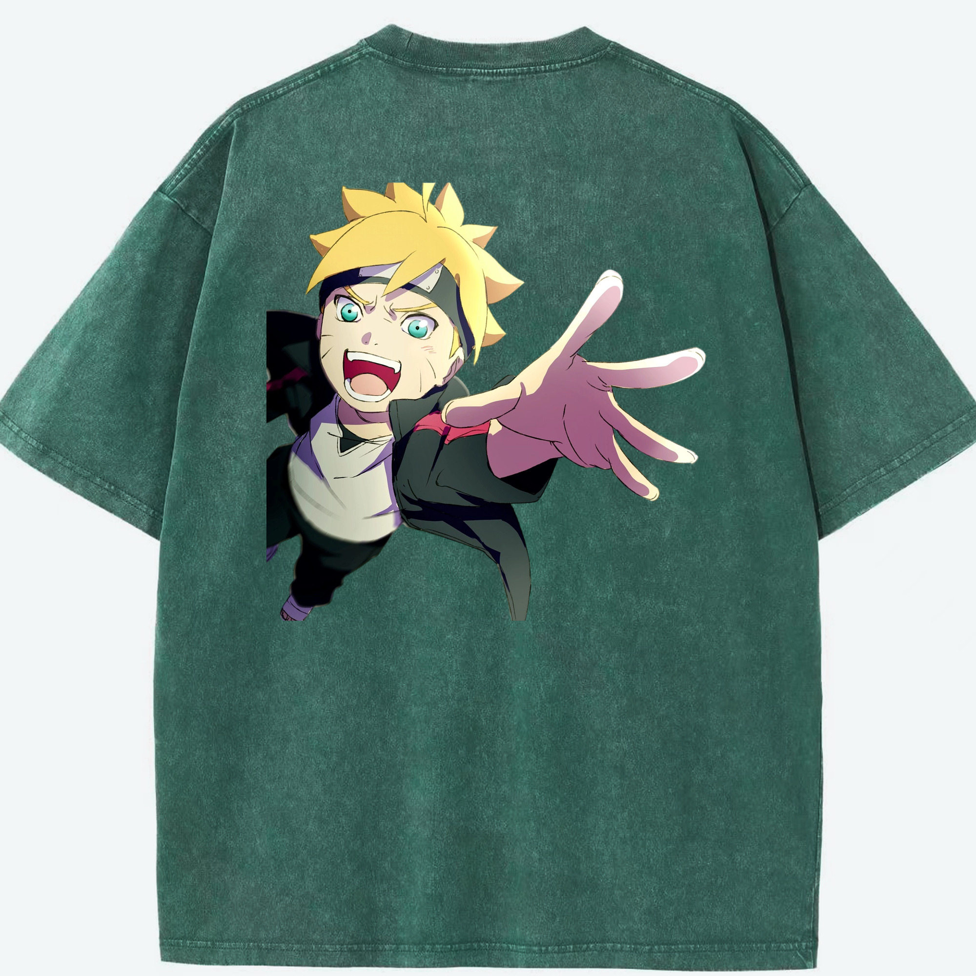 （画像用） NARUTO -ナルト- うずまき ボルト Uzumaki Boruto 綿100% ヴィンテージ風 半袖Tシャツ（背面プリント）